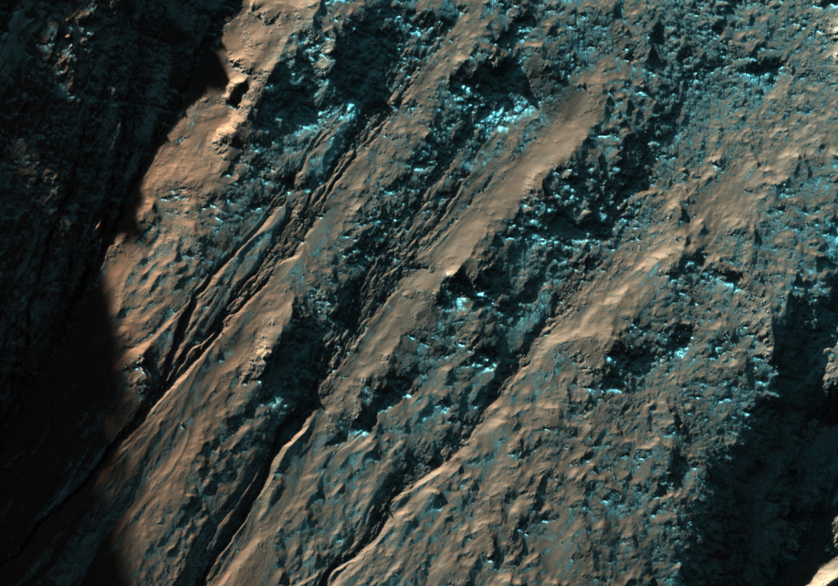 Gullies and Seasonal Frost in a Crater | Mars From Space