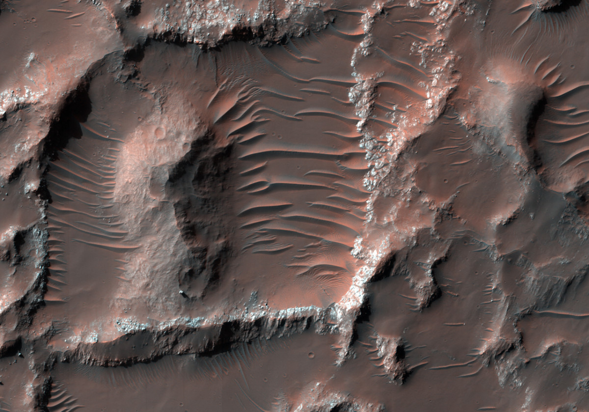 Complex Terrain East of Holden Crater Mars From Space